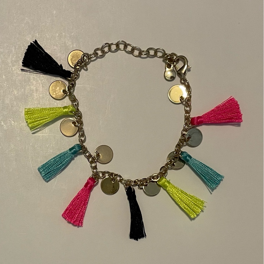 Baublebar dainty colorful tassel bracelet - gold tone